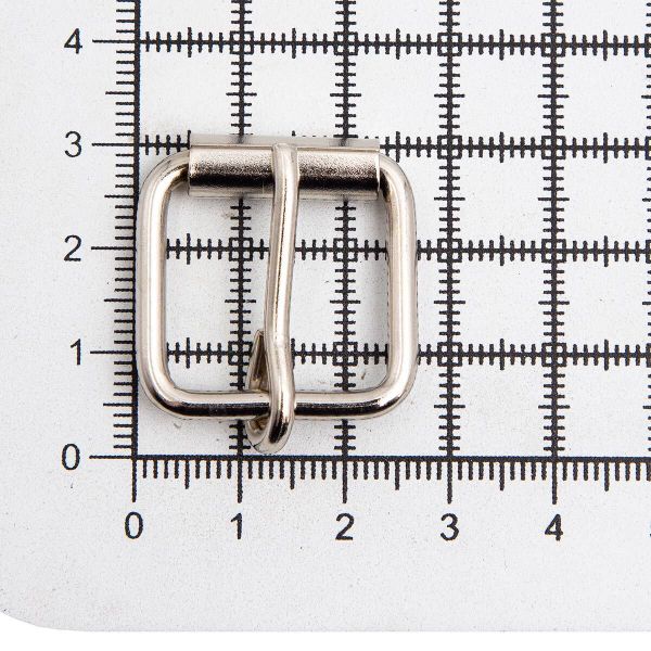 Пряжка ременная металл 20 мм (26х26 мм, d-3 мм), роликовая, никель, 10 шт