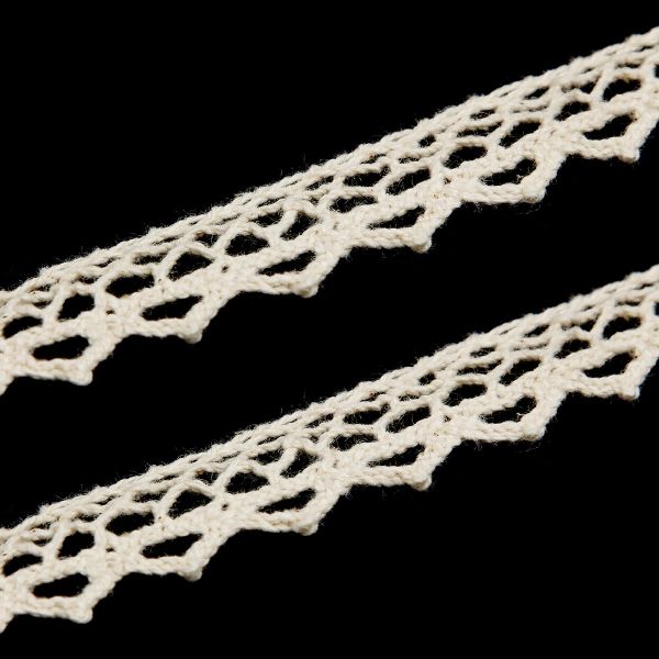 Кружево вязаное (тесьма) хлопковое 10 мм / 9.14 метров, бежевый