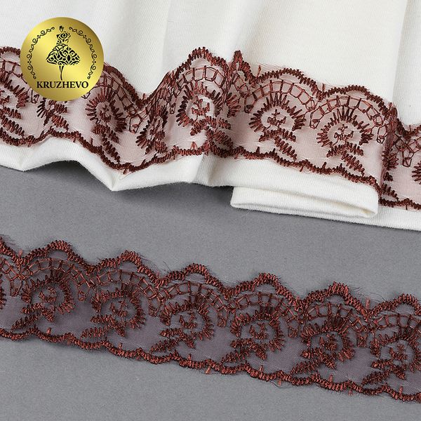 Кружево капроновое 45 мм / 9.14 м, TBS.30010 цв.142 (158) коричневый, Kruzhevo