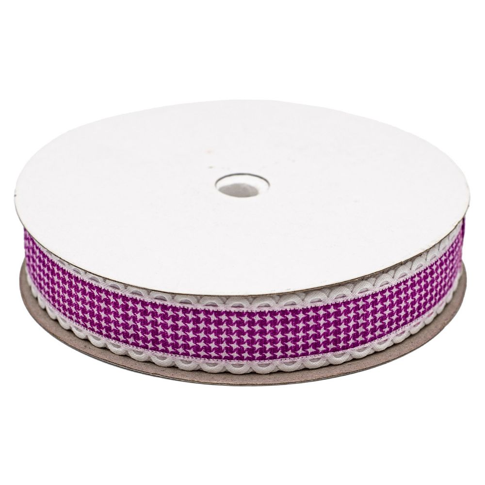 Лента декоративная Гусиные лапки 20 мм, 25м YH99 (04 фиолетовый/белый)