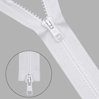 Молния трактор Arta Т6 (6 мм) 2 зам., разъем., 80 см, цв. 001 белый, уп.5 шт