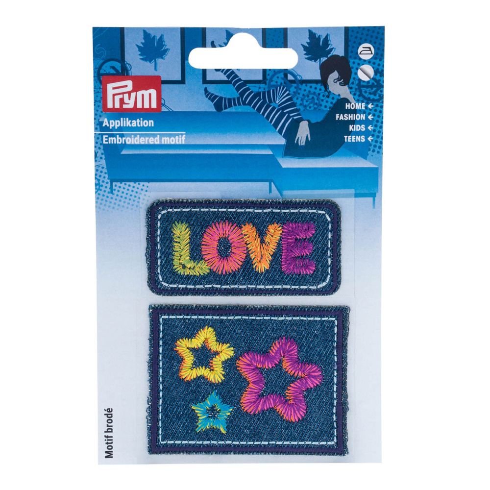 Термоаппликация джинс LOVE, 6.2x3.1 см, 6.4x5 см, многоцветный, 2 шт, Prym, 921491