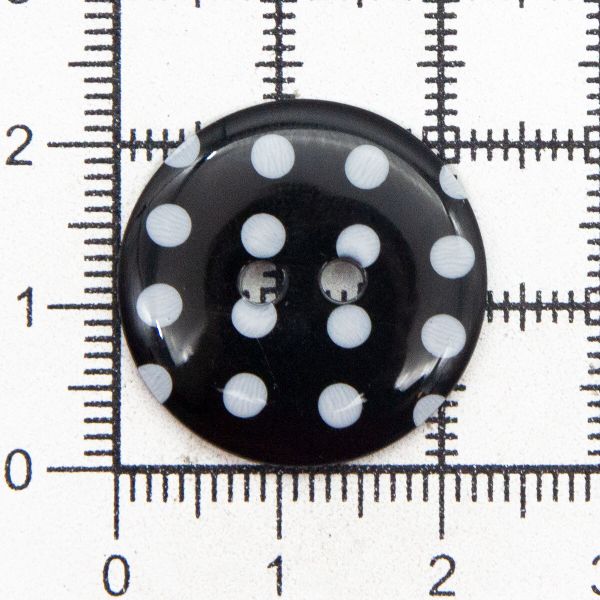 Пуговицы 2 прокола, Горошек 36L (990 черно-белый), 36 шт