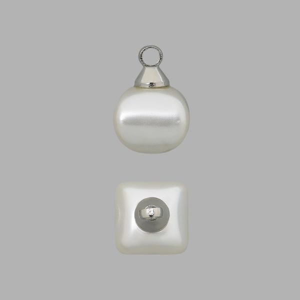 Пуговица-жемчужина на ножке ⌀8 мм, пластик, S.Milk, серебристо-молочный, GE26, 36 шт