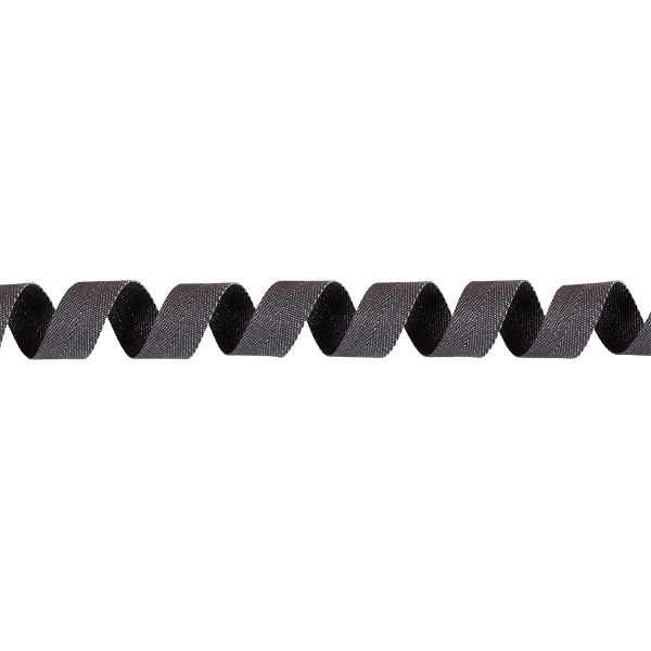 Тесьма (лента) киперная п/э с люрексом 20 мм / 50 метров, т.серый-серебристый/dark grey-silver, Gamma TPTL-20