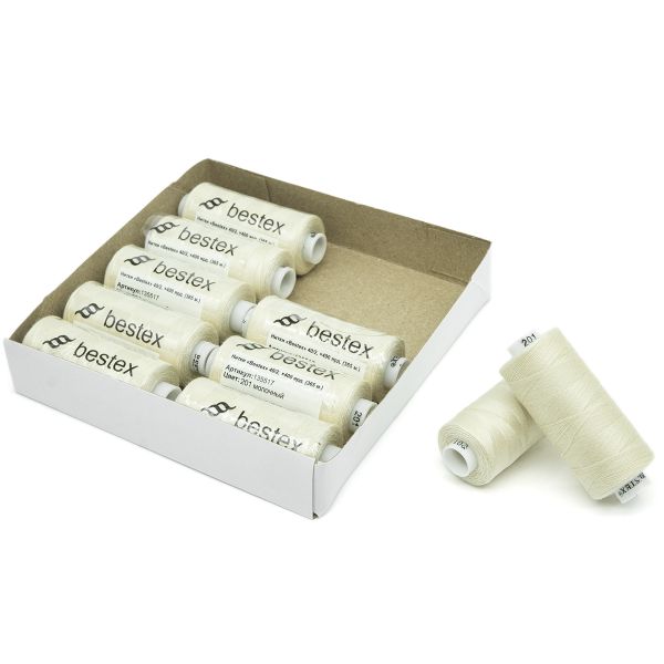 Нитки швейные бытовые Bestex 40/2, 365 м (400 ярд) / 10 кат., 201 льняной