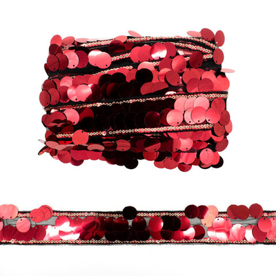 Тесьма с пайетками на сетке 3,8см / 14,63м (04 красный), 3AR840NE