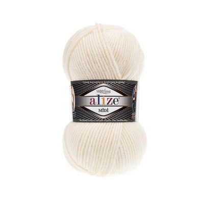 Пряжа Alize (Ализе) Superlana Midi / уп.5 мот. по 100 г, 170м, 062 молочный A