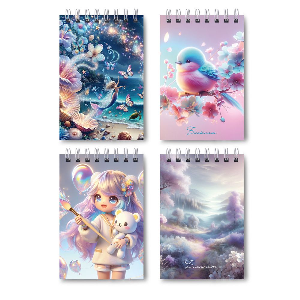 Блокнот на гребне A7 (70х100 мм) 40 л. 12 шт, клетка, Чудное мгновенье 01195, Светоч Б114