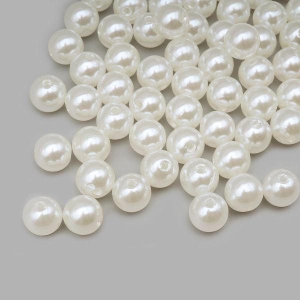 Бусины пластик (жемчуг) ⌀10 мм, 50 г, Astra&Craft (001 NL белый)