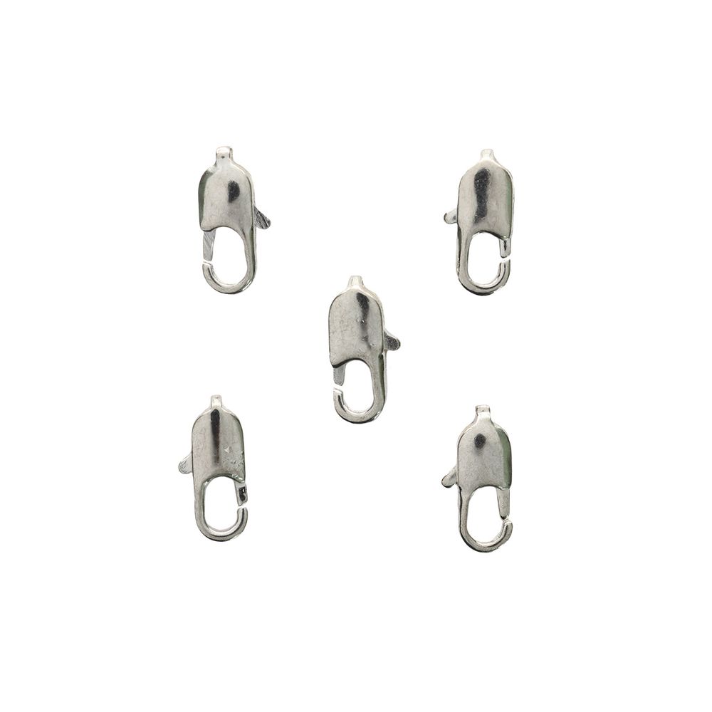 Замок для бус карабин, 12 мм, 5 шт в упак, Астра, Серебро