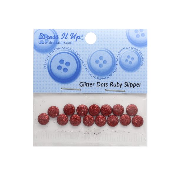 Кабошон декор подарков Круги малые 15 шт, красный с блестками, Dress it up