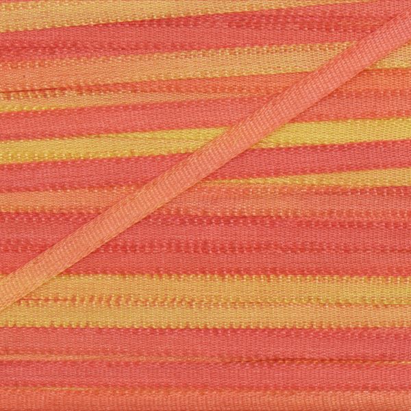 Лента (тесьма) шелковая 2.0 мм / 9.1±0.5 метров, M127 желтый/коралловый, Gamma SRM-2