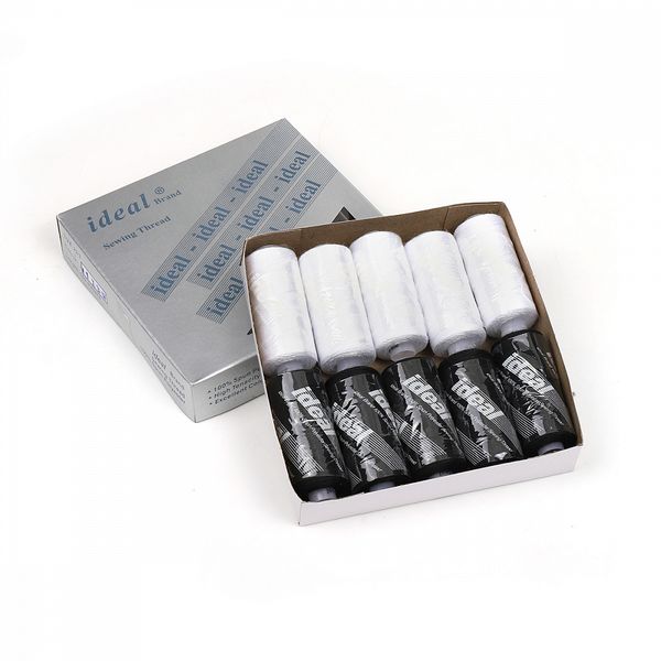 Швейные нитки (набор) Ideal 20/3 джинсовые 150м 100% п/э, цв.черный, белый уп.10 шт