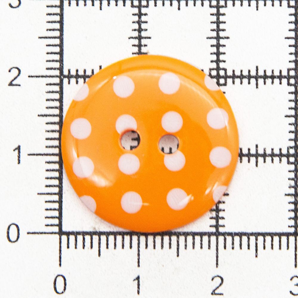 Пуговицы 2 прокола, Горошек 36L (331 оранжевый), 36 шт