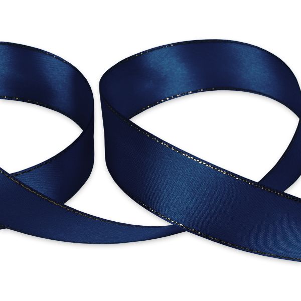Лента атласная 2-сторонняя с метанитью 25.0 мм / 33±2 метра, №116 синий/золото, Gamma AL-25M