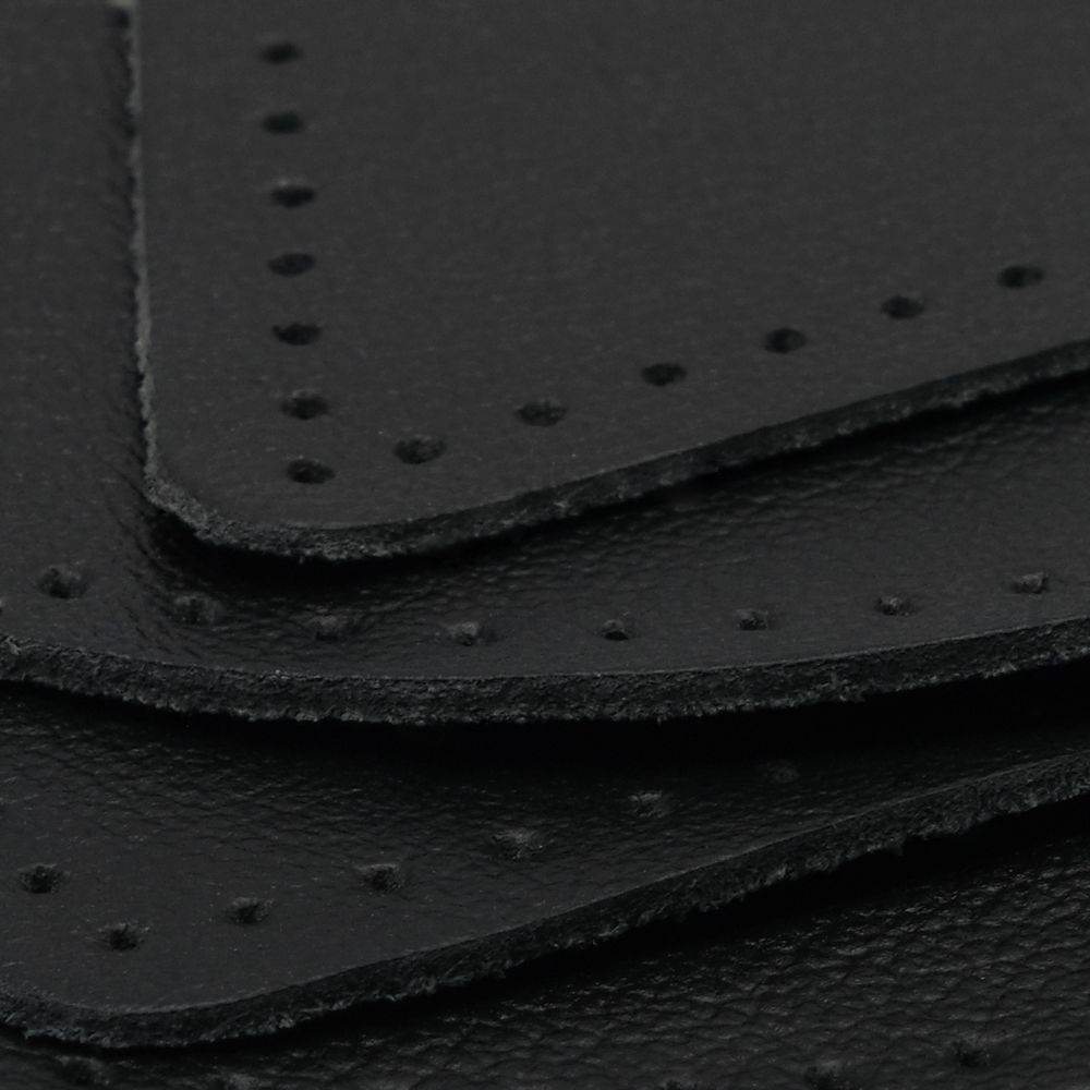 Набор заплаток пришивных из кожи, круг, квадрат, треугольник, овал 8см, с перфорацией, 4 шт (01 черный), 9743