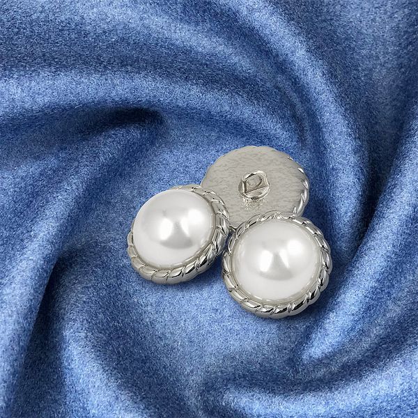 Пуговицы металлические на ножке 28L-18 мм, С-MP30 цв.серебро/перламутр, 10 шт