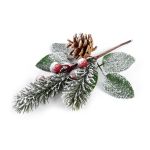 Веточка декоративная хвойная с шишкой и ягодами 26 см, 3 шт, 01, Blumentag