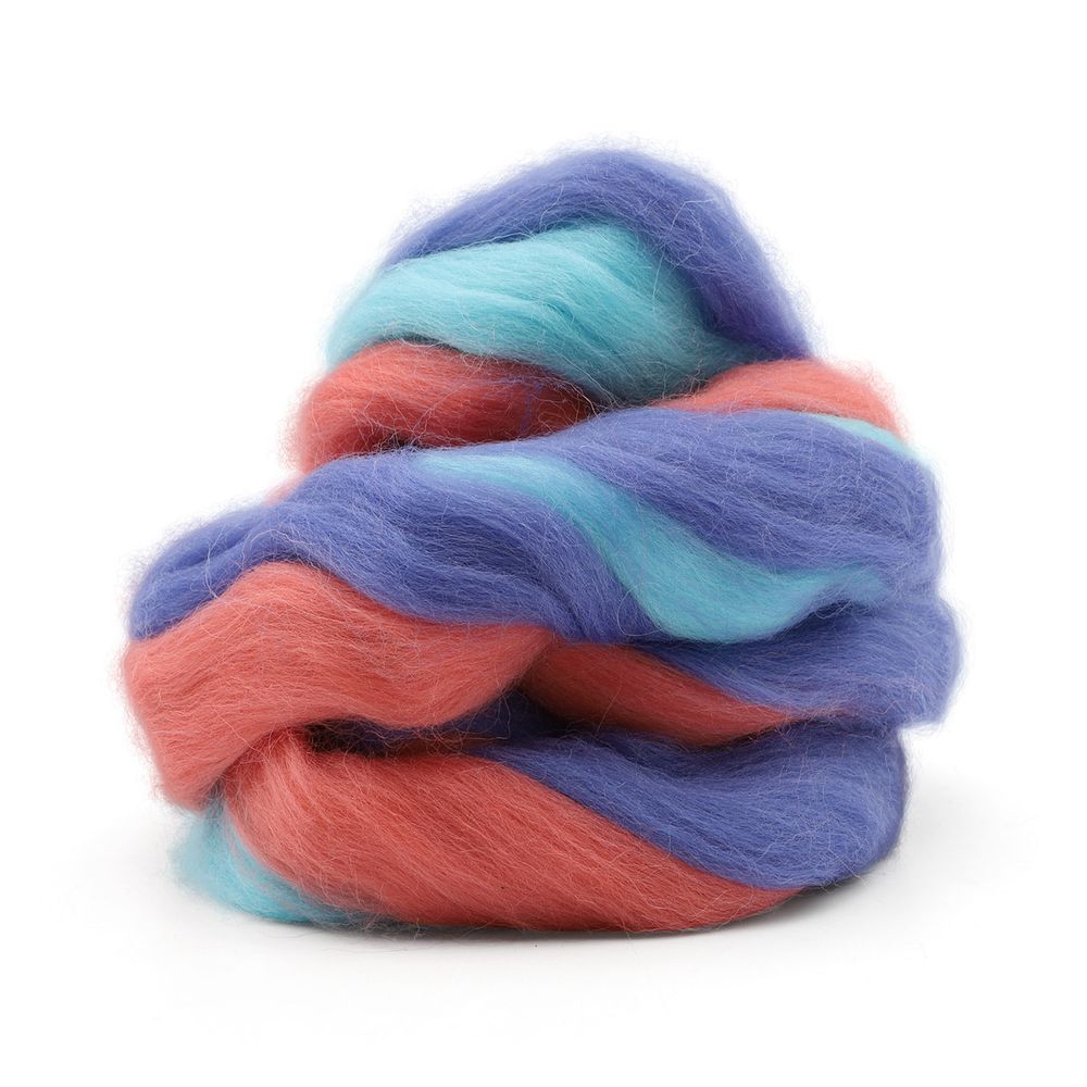 Лента для валяния меланж полутонкая, 100% шерсть, 50гр Камтекс (меланж 20 419)