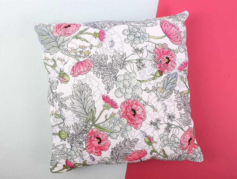 Набор для вышивания нитками Panna, Подушка. Маки, 40х39 см
