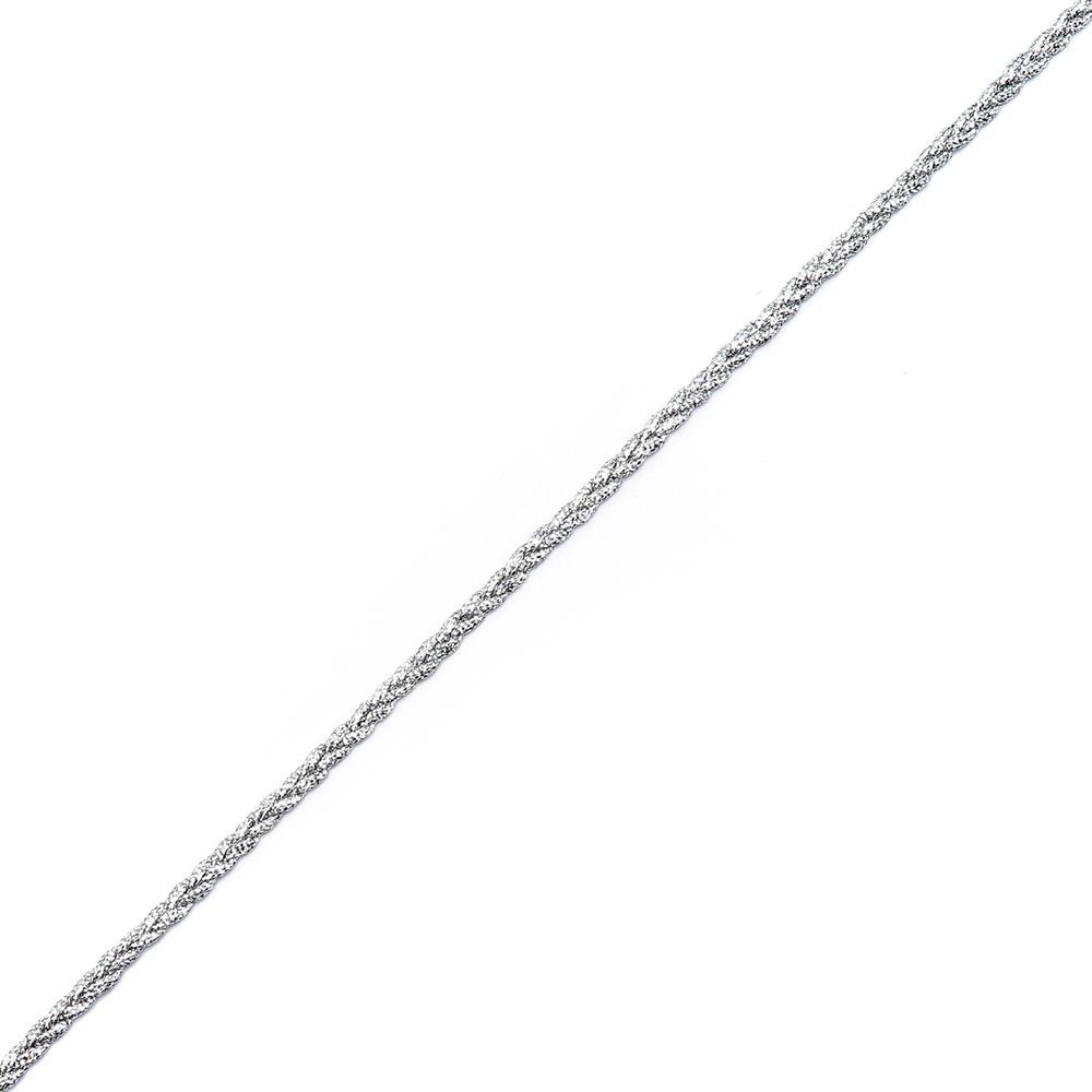 Тесьма отделочная плетеная 3 мм / 30 метров, серебро, С951Г7