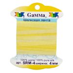 Лента (тесьма) шелковая 4.0 мм / 9.1±0.5 метров, M013 бл.желтый/св.желтый, Gamma SRM-4