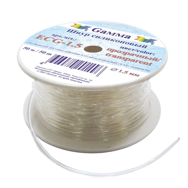 Шнур силиконовый ⌀1.5 мм, 50 м, прозрачный, Gamma ECG-1.5