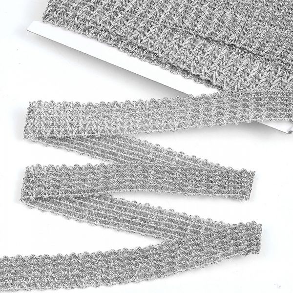 Тесьма отделочная 30 мм, 13-15932 цв.серебро уп.13.71м