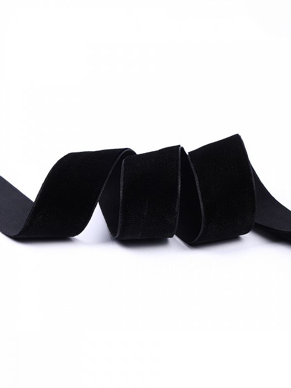 Лента бархатная (тесьма) 25.0 мм / 22.86±1 метров, арт.25VR03 нейлон цв.черный