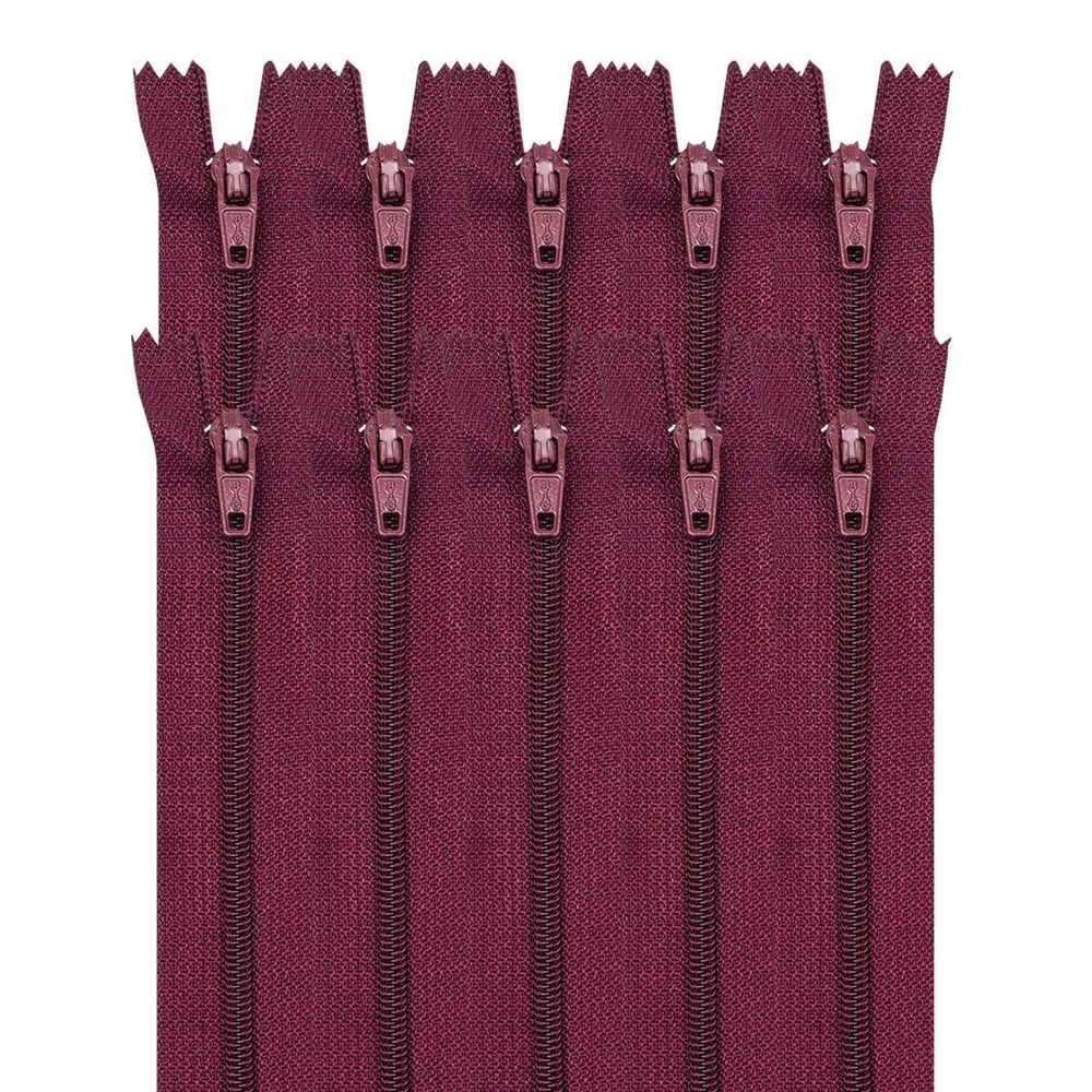 Молния спираль (витая) Т3 (3 мм) 1 зам., н/раз., 20 см, автомат, т.бордо 20 см, 30100, 10 шт