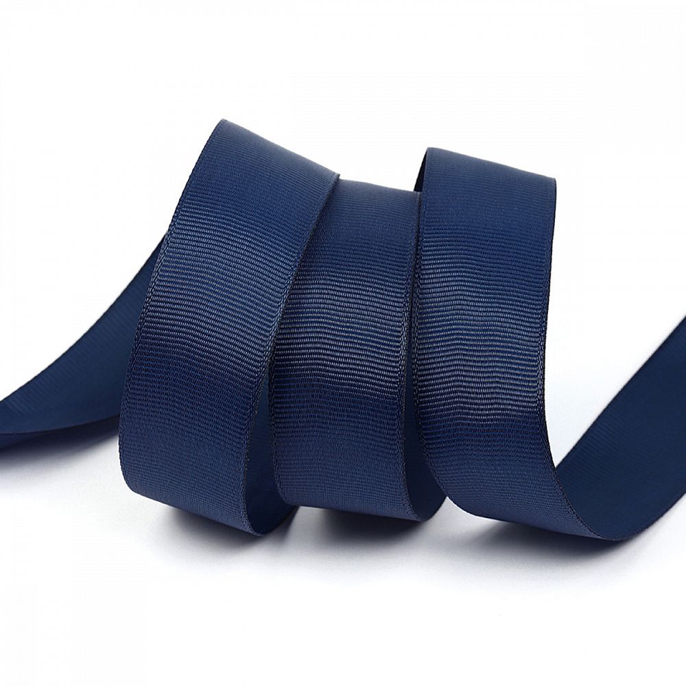 Лента репсовая (в рубчик) 25.0 мм, 370 т.синий уп.27,4м