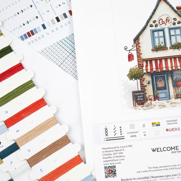 Набор для вышивания нитками Luca-S B1427, Добро пожаловать в кафе!, 18х20см