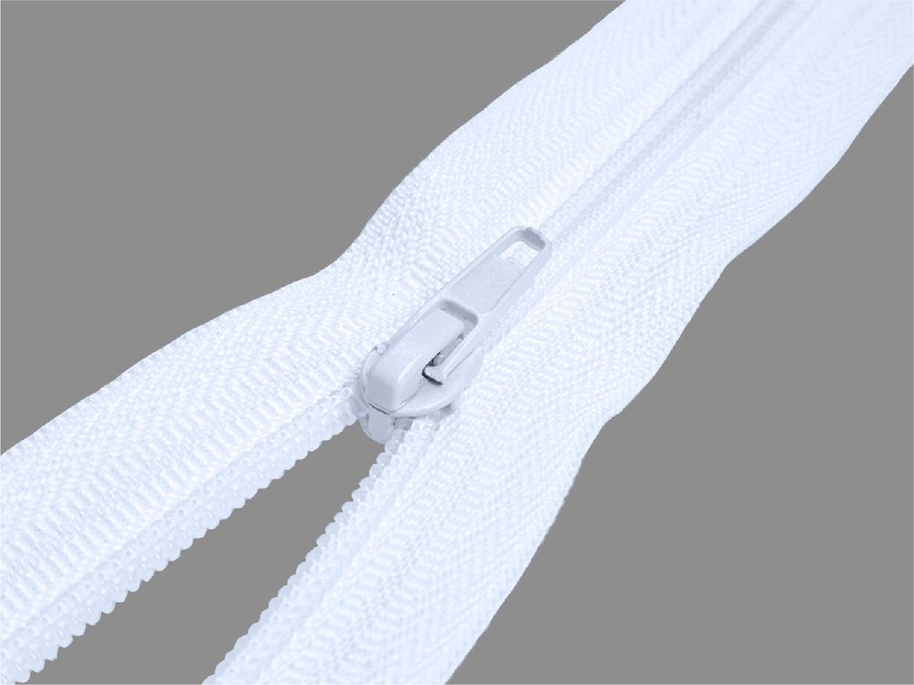 Молния спираль (витая) (цв.SBS) брючная Т4 (4 мм) 1 зам., н/раз., 20 см, автомат, S-501 белая, 2500 шт