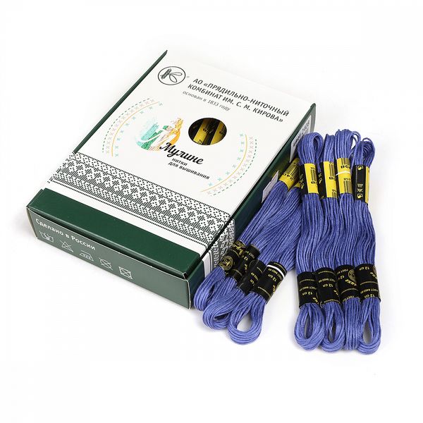 Мулине ПНК им.Кирова цв.2408 т.голубой, 24 мотка по 8 метров