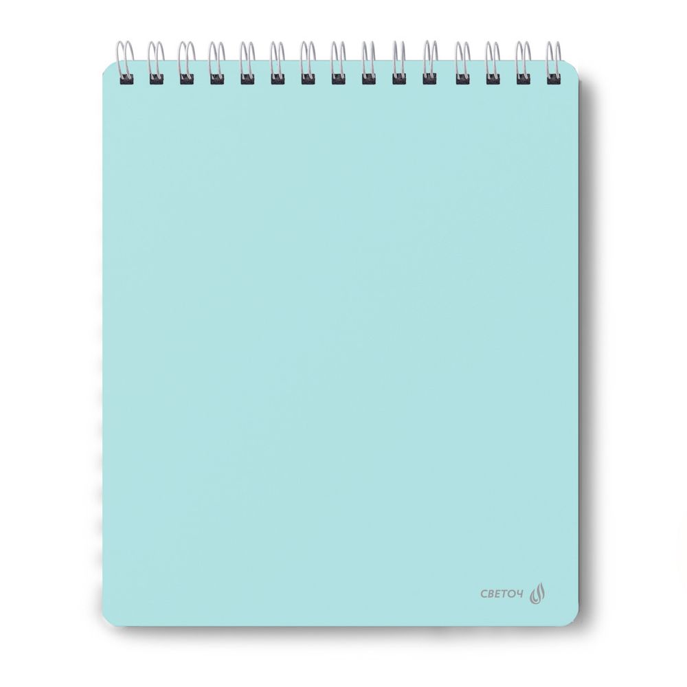 Блокнот с пластиковой обложкой, тиснение серебряной фольгой, 500 мкр, на гребне, A5 80 л., 4 шт, клетка, Бирюза 01041, Светоч 80Б30