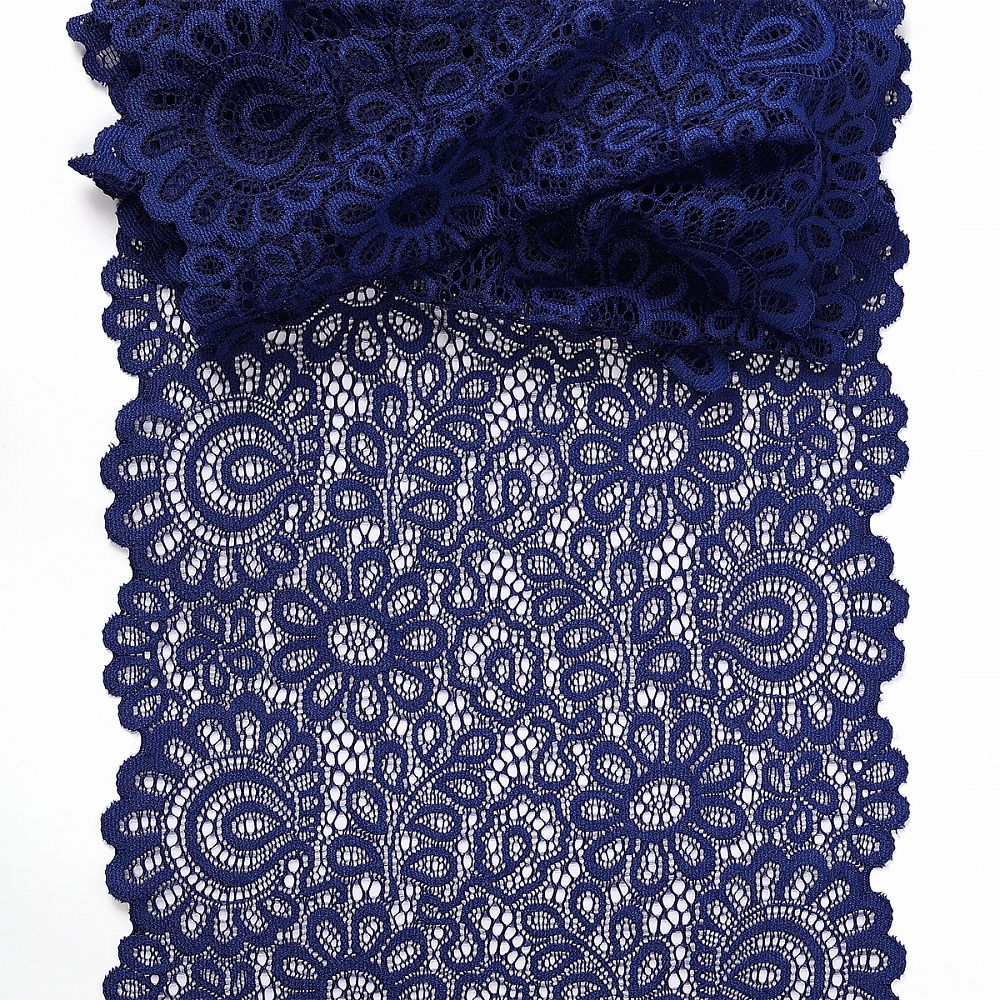Кружево бельевое эластичное 205 мм / 25 м, TBY.YSTL00839, цв.L1832 синий, Kruzhevo