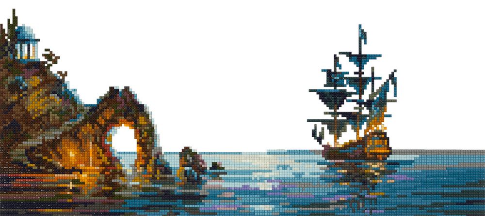 Алмазная (кристальная) мозаика Фрея, Лунная ночь, 45х20 см