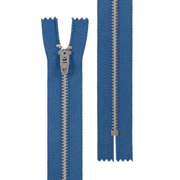 Молния металл джинсовая Т4 (4 мм) 1 зам., н/раз., 18 см, никель, 214 синий, JIN 4L Gamma 10 шт