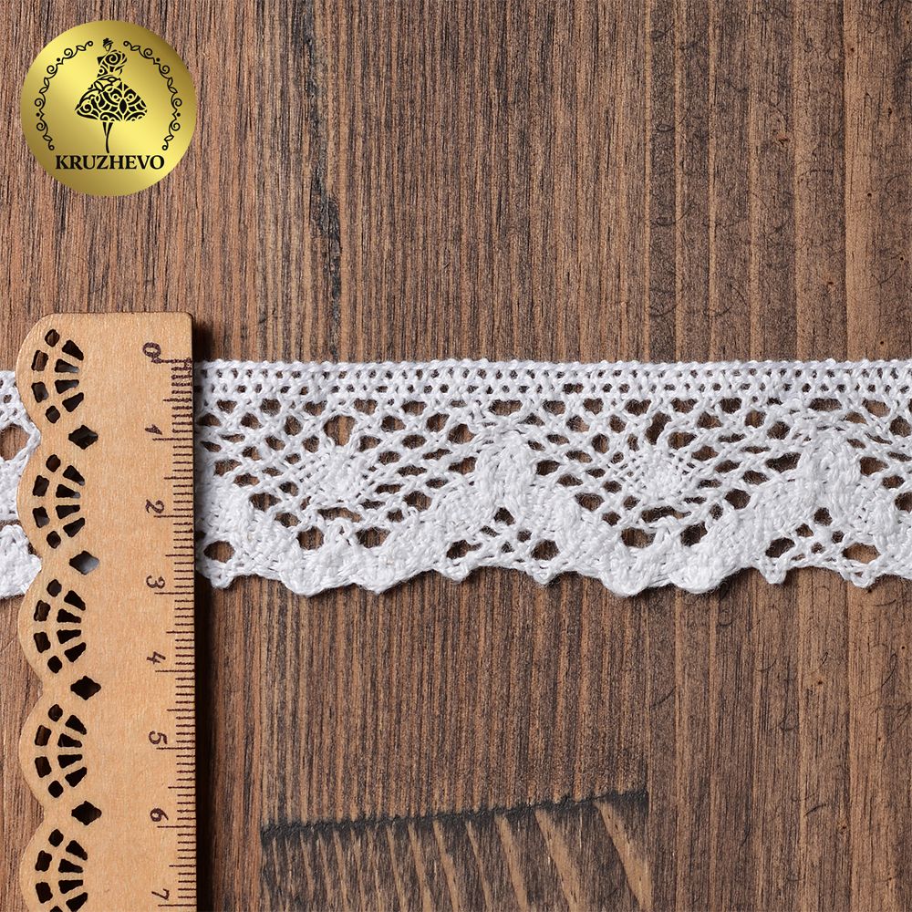 Кружево вязаное (тесьма) 30 мм / 10 метров, цв.02 белый, Kruzhevo