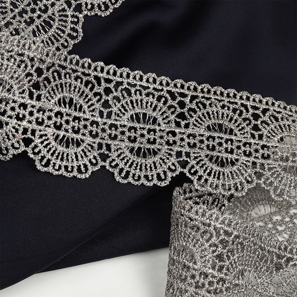 Кружево гипюр (плетёное) 45 мм, диз.2500 цв.E6815 серый уп.13.71м, Kruzhevo