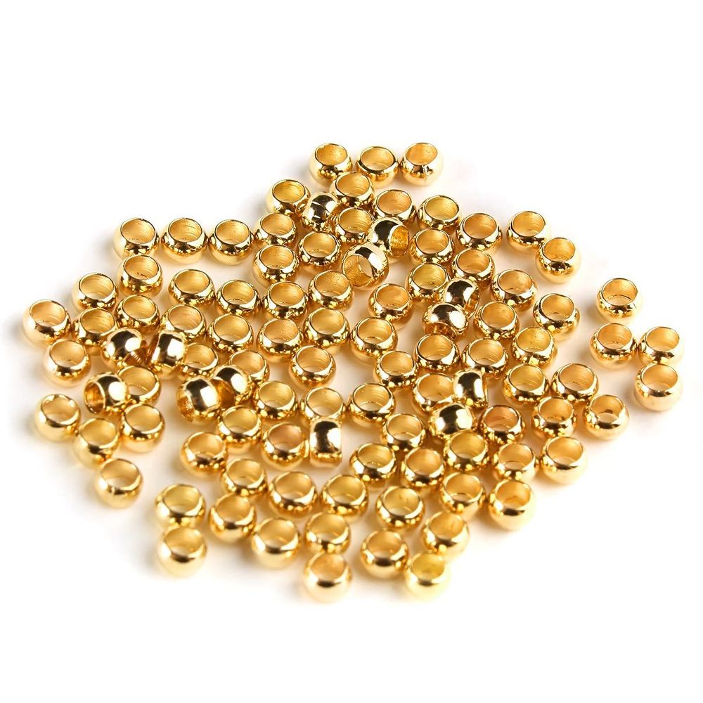 Зажимные бусины 3 мм, 100 шт/уп, Астра, яркое золото