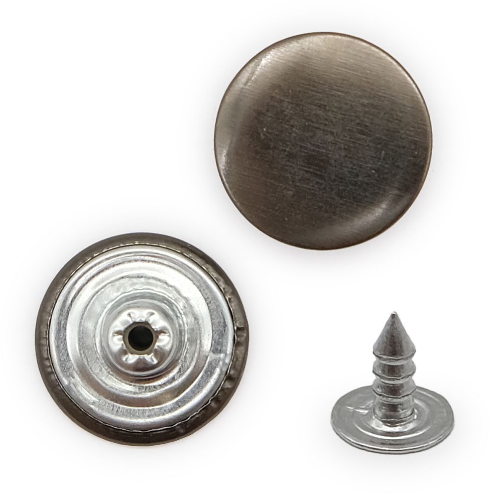 Пуговицы джинсовые ⌀17 мм, фиксированная ножка, сталь, гладкая, черный никель, 100 шт, New Star