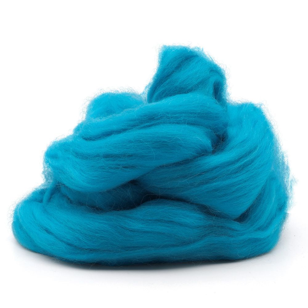 Шерсть для валяния Троицкая, 100% полутонкая шерсть, 100 гр, цв. 45 т.бирюза