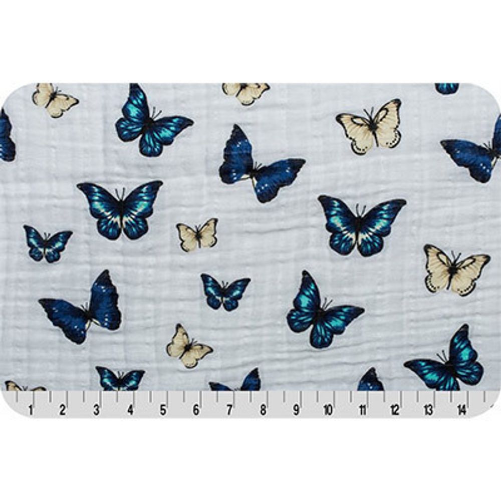 Ткань для пэчворка Peppy Embrace (марлевка), отрез 100х125 см, 120 г/м², empapillions royal, Shannon Fabrics