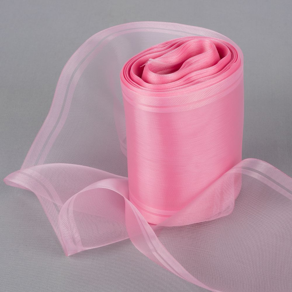 Лента капроновая (органза) для бантов 98-117.0 мм / 25±1 метров, розовый, Gamma C 3504