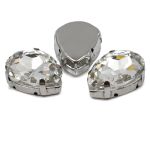 Хрустальные стразы в цапах формы капля, белый 13х18 мм, 3 шт., АЦ001НН1318