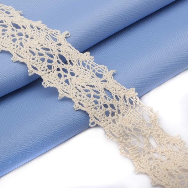 Кружево вязаное (тесьма) хлопковое 35 мм / 25 метров, рис.35.01.199 (суровый) С3749Г17