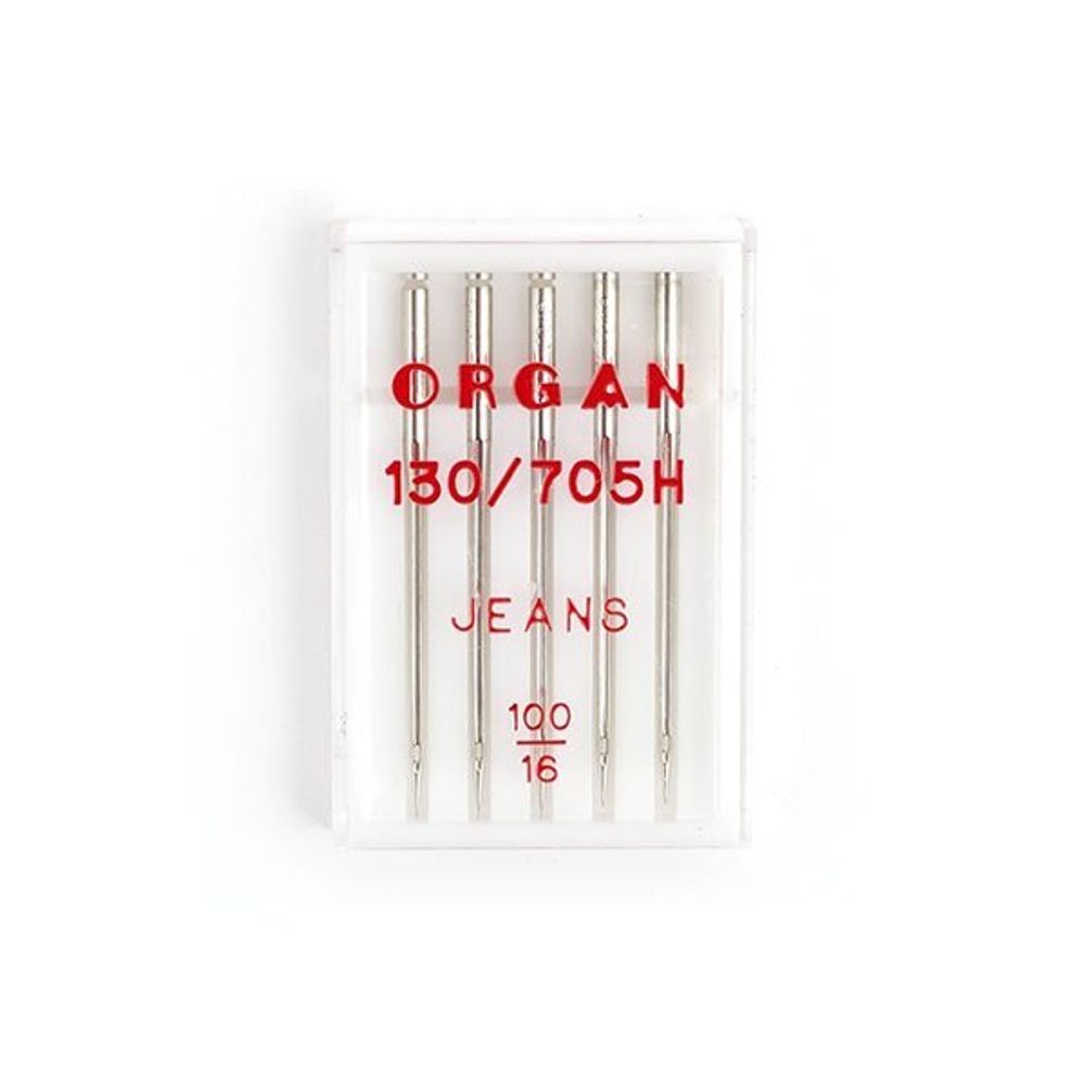 Иглы Organ, джинсовые №100 для бытовых швейных машин, уп. 5 игл