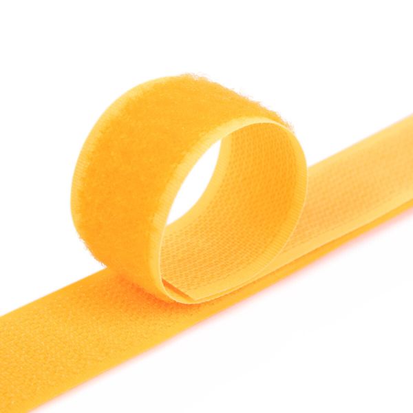 Лента контактная липучка (велкро) пришивная 25 мм / 25 метров, 120 оранжевый, Gamma LG-25, ПАРА (крючок+петля), качество 